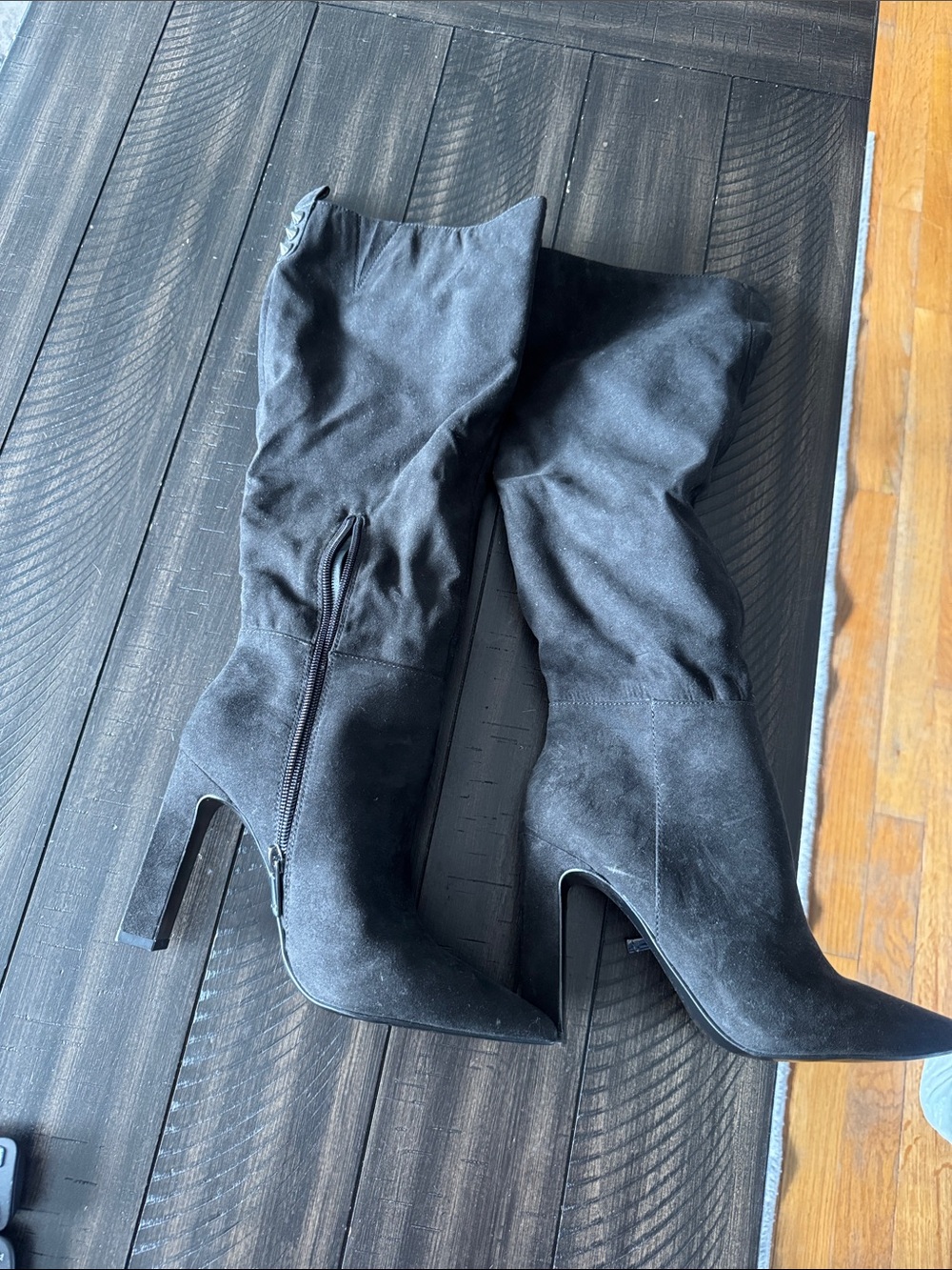 Jennifer Lopez Black Suede Over-the-Knee High Heel Boots